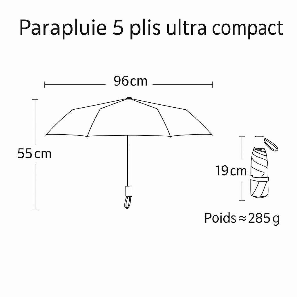 Blue Flutter - Parapluie femme, élégant, pliant, compact.