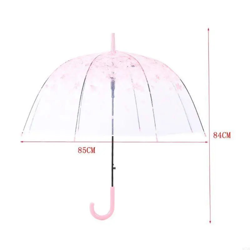 Cloche Florale - Parapluie transparent, dôme, motif fleur, semi automatique.
