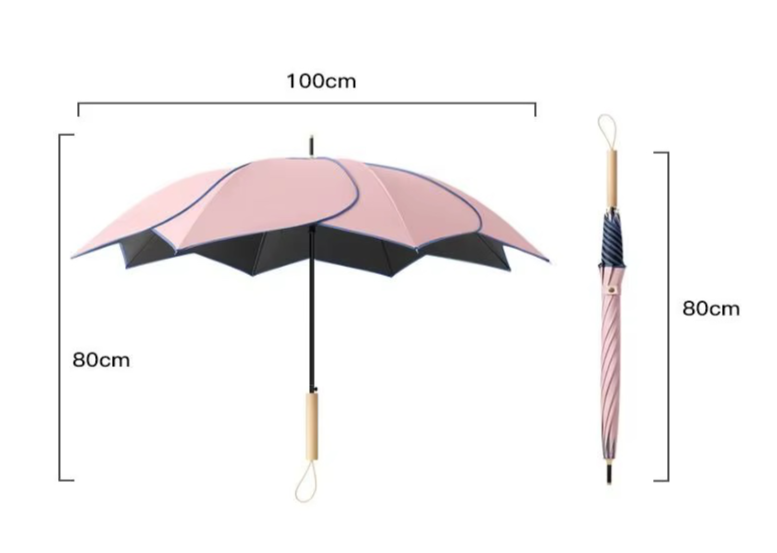 Rosea - Parapluie femme, silhouette pétale, résistant