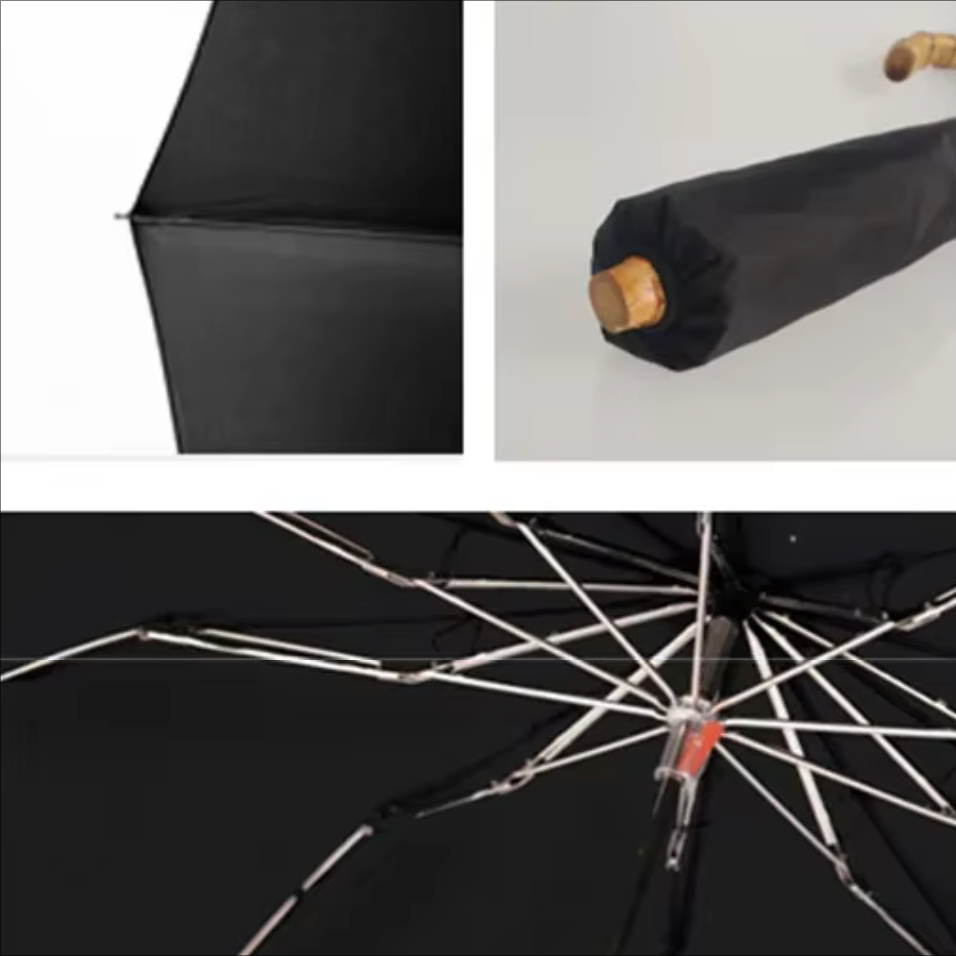 Bamboo Heritage -Parapluie anglais, pliant, poignée bambou, robuste.