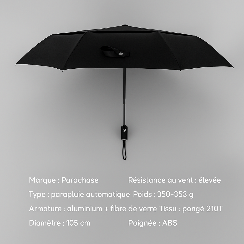Parachase3280 - Parapluie pliant, compact, automatique, robuste.