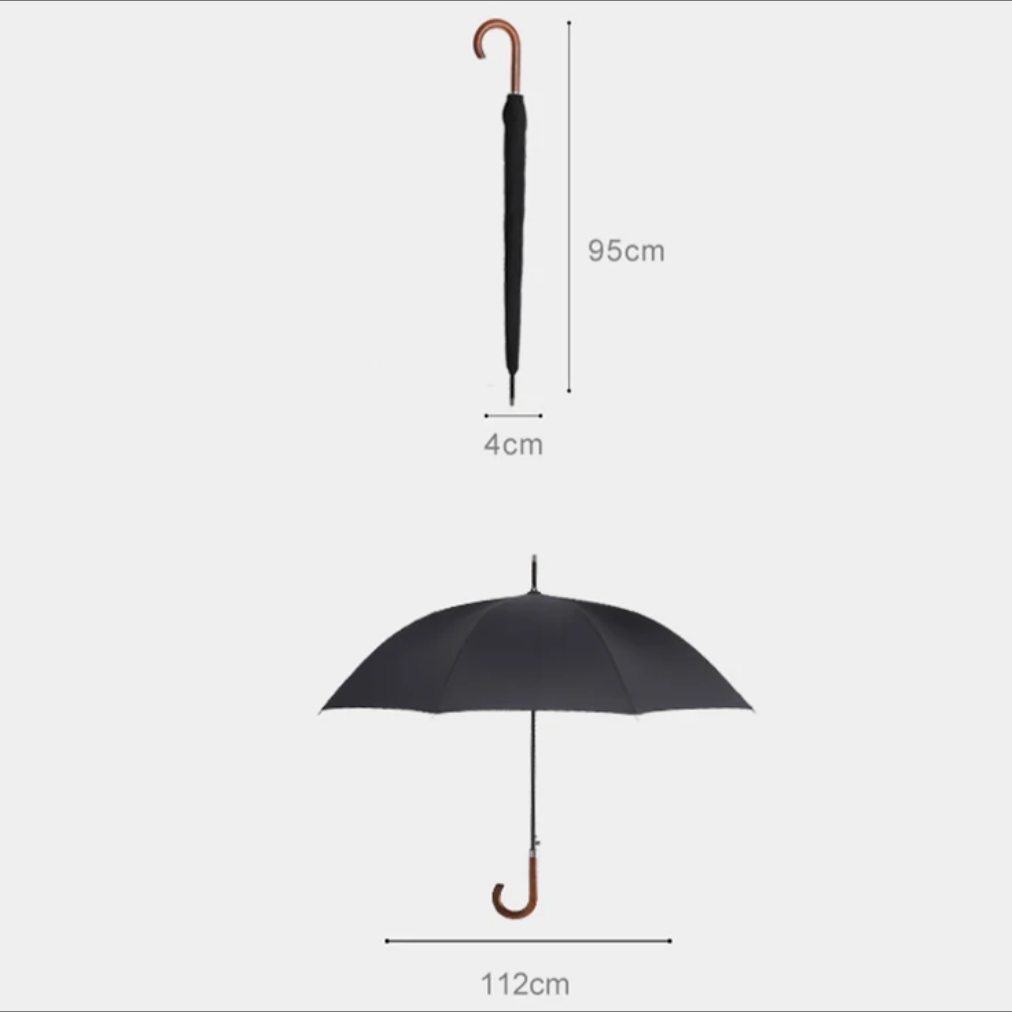 Parachase Classique - Parapluie anglais, long manche, raffiné, large protection.