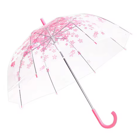 Cloche Florale - Parapluie transparent, dôme, motif fleur, semi automatique.