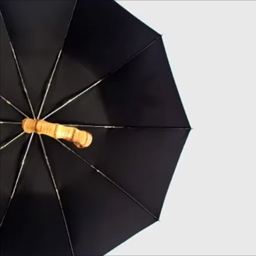 Bamboo Heritage -Parapluie anglais, pliant, poignée bambou, robuste.