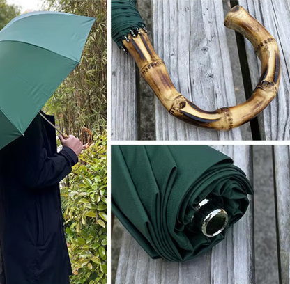 Bamboustyle - Parapluie poignée bambou, large protection.