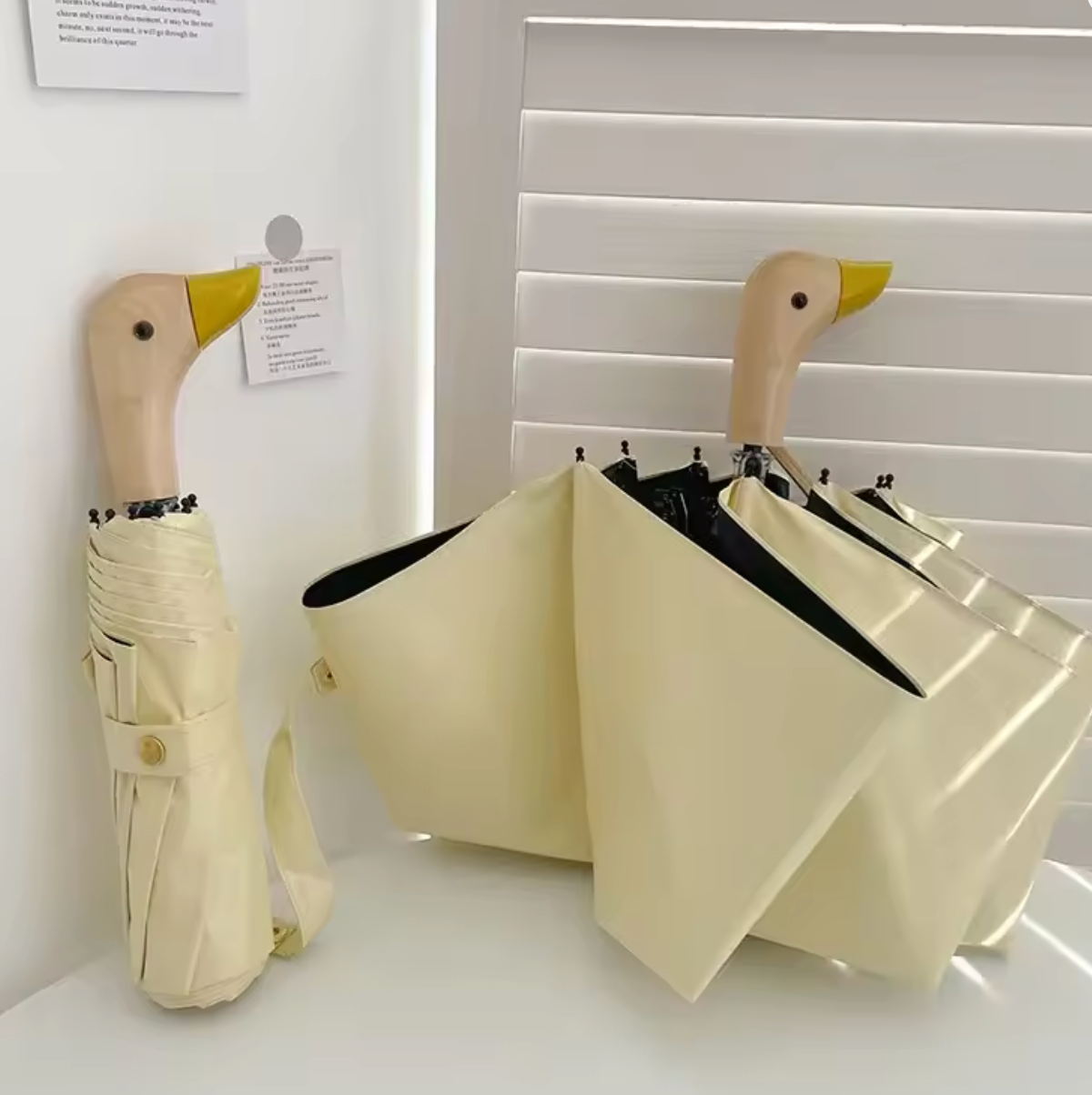Duckina - Parapluie femme, pliant, poignée canard original.