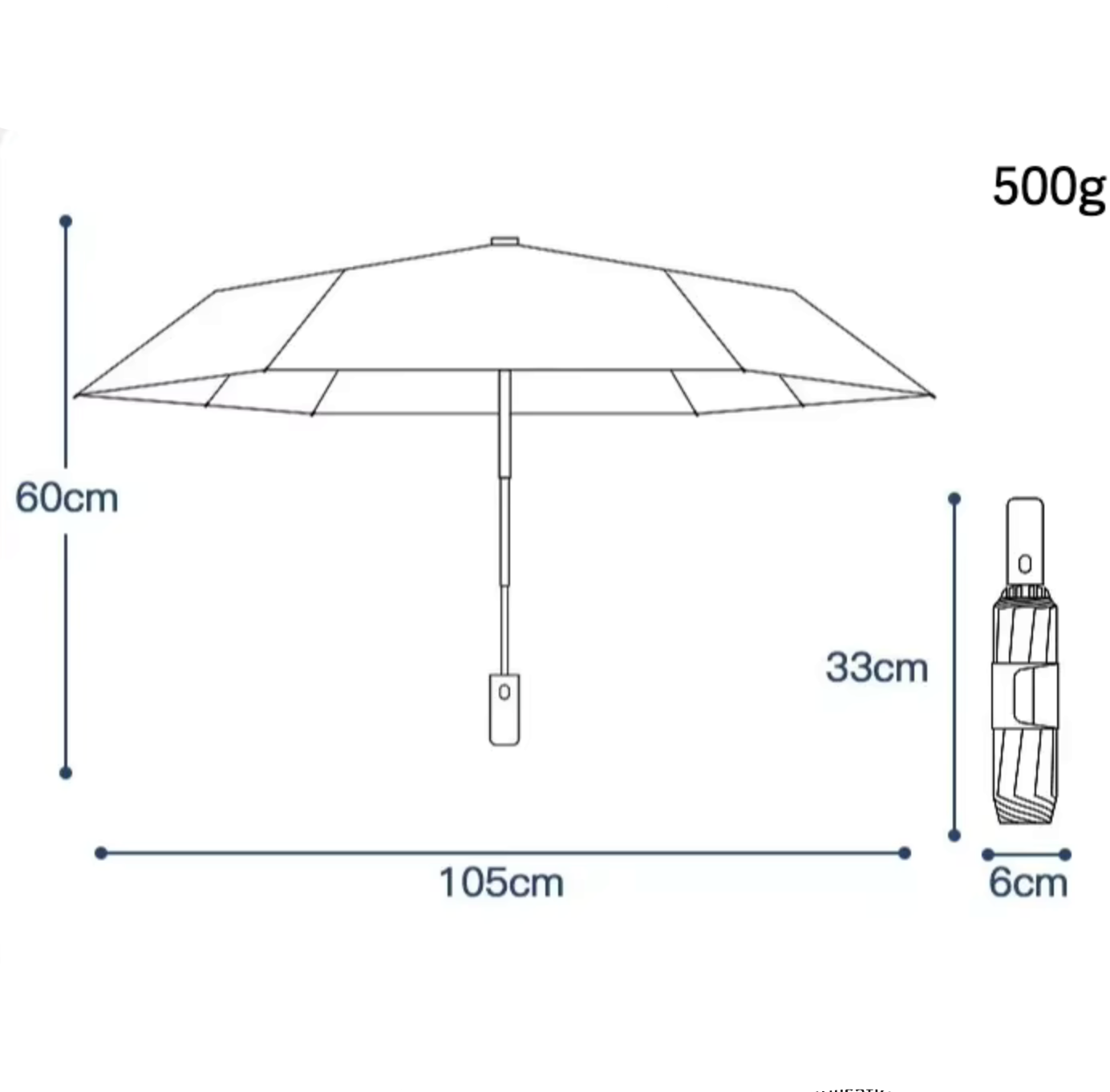 DryFlip - Parapluie pliant, inversé, sécurisé, automatique.