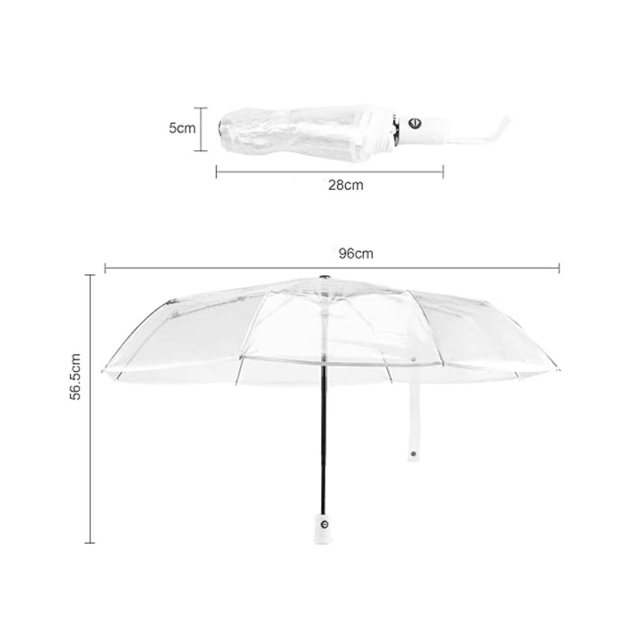 ClairCity - Parapluie transparent, pliant et compact, automatique.