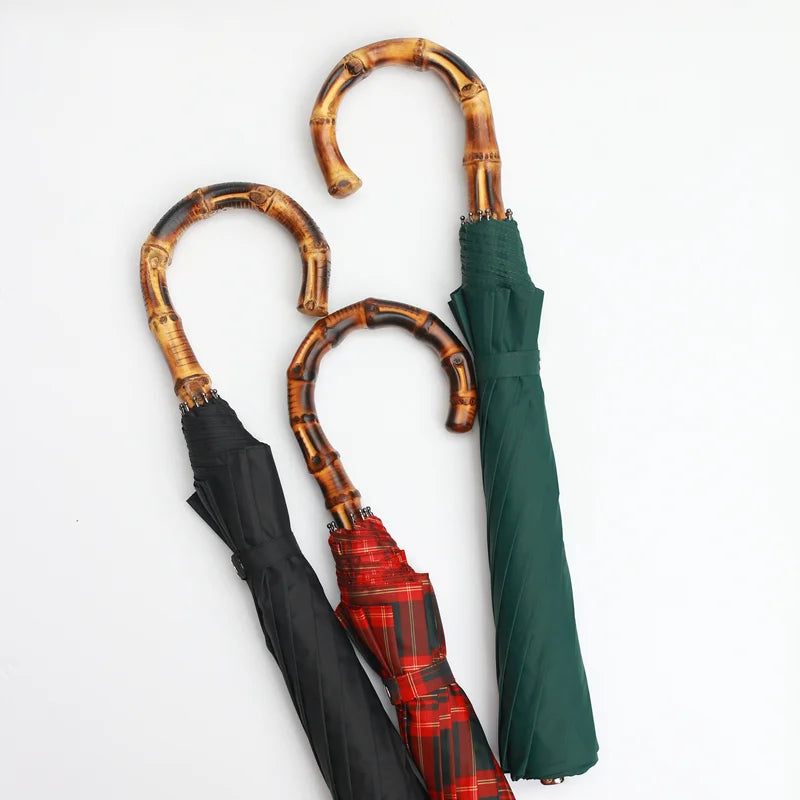 Bamboustyle - Parapluie poignée bambou, large protection.