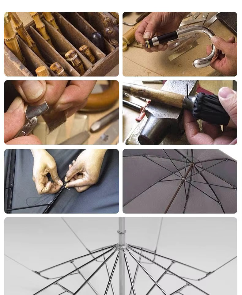 Bamboustyle - Parapluie poignée bambou, large protection.