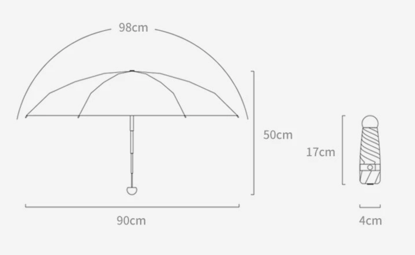 Atlas Mini - Parapluie pliant, protection UV, automatique.