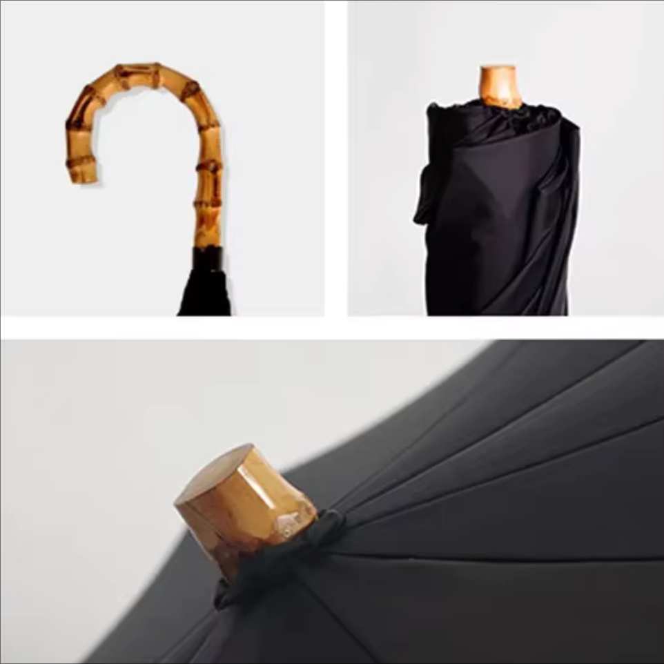 Bamboo Heritage -Parapluie anglais, pliant, poignée bambou, robuste