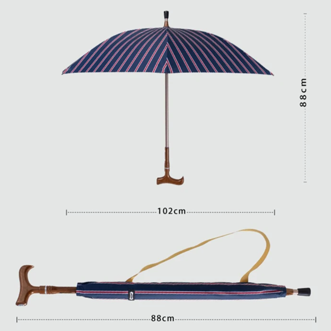 Parachase 7171 -Parapluie anglais, canne, led intégrée, multifonctions.