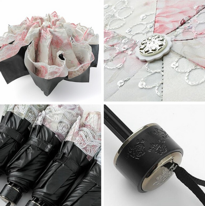 LaceElegance - Parapluie femme, pliant, dentelle, protection UV.