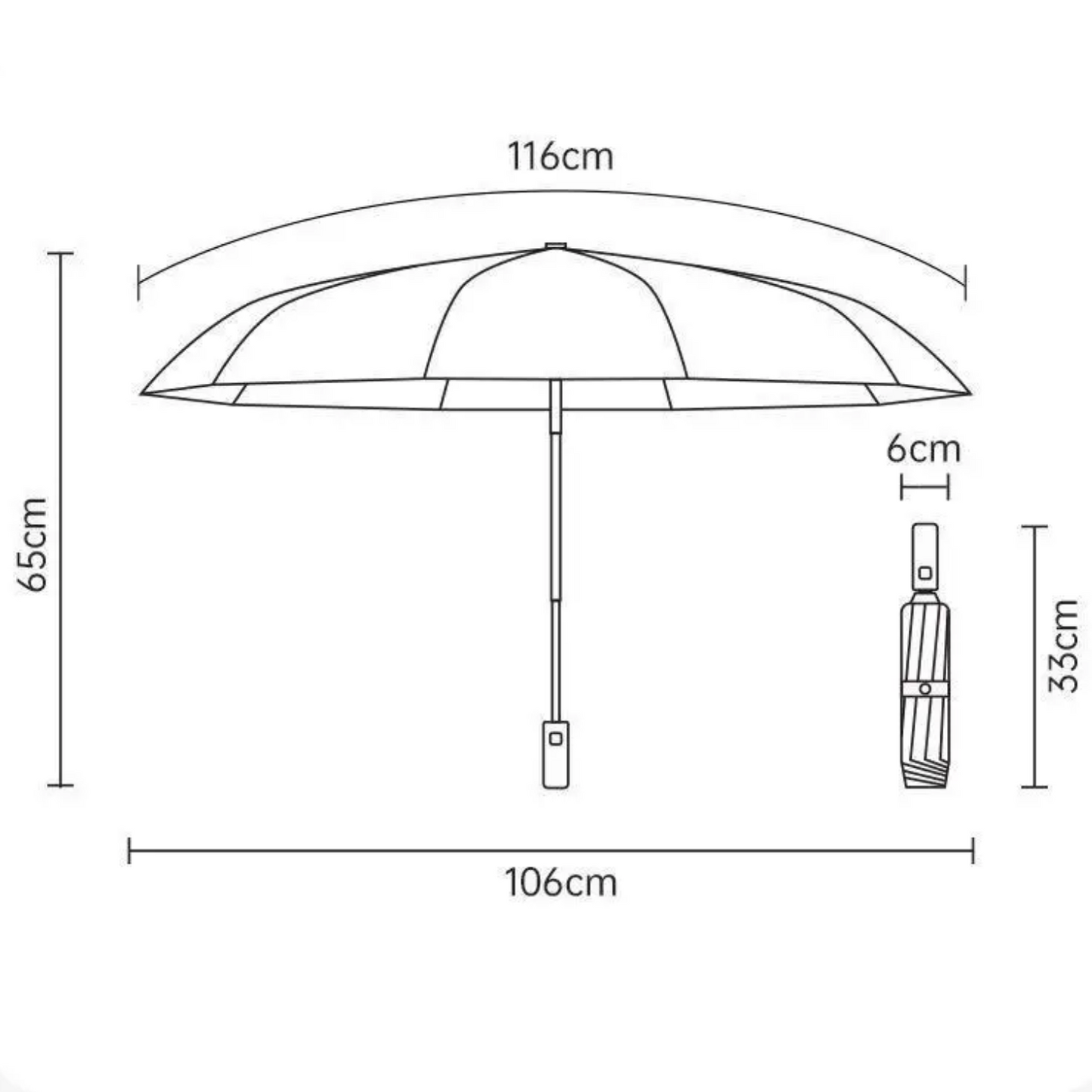 HydroTech 280T - Parapluie a plis, automatique, structure renforcé.