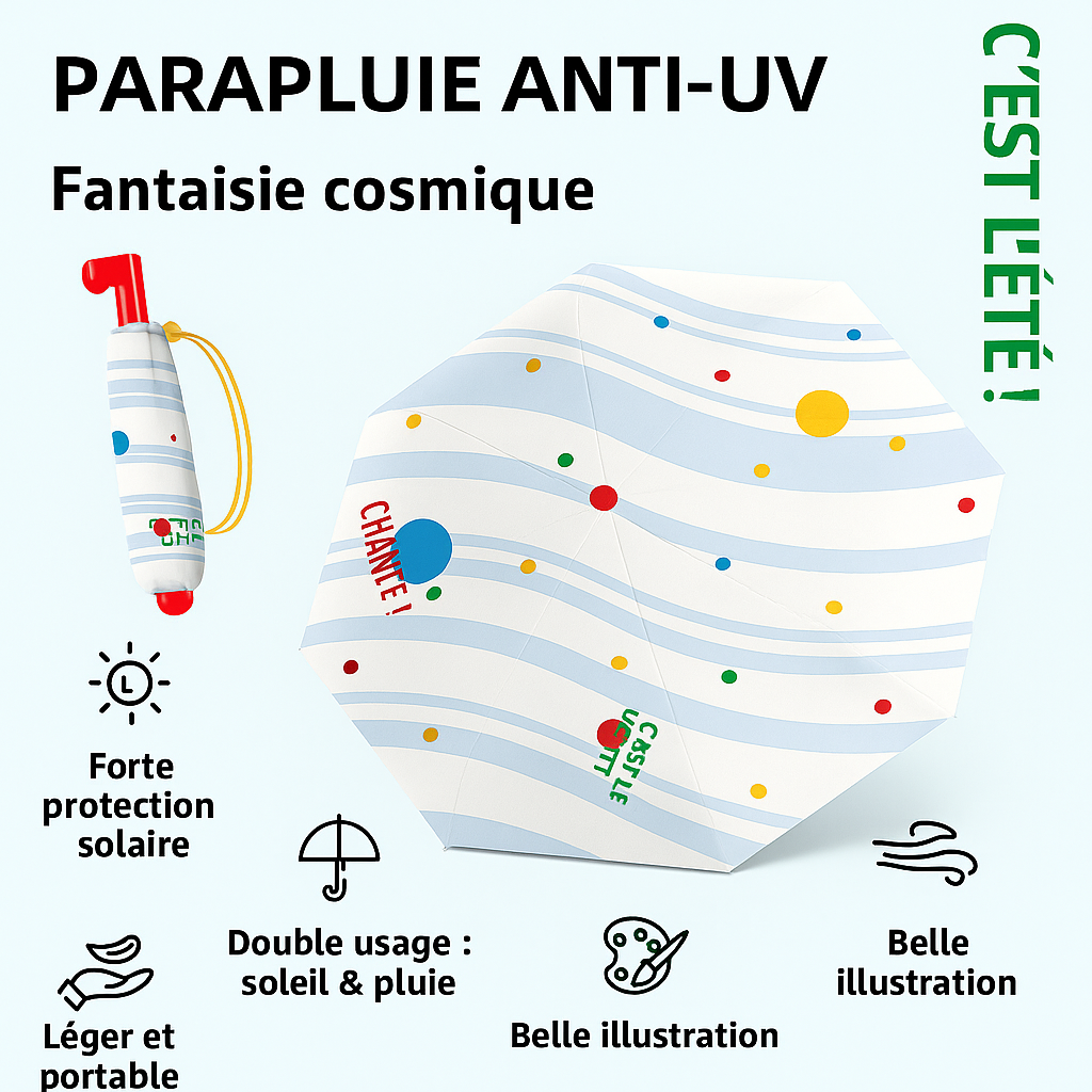 BootyRain - Parapluie enfant pliant compact.