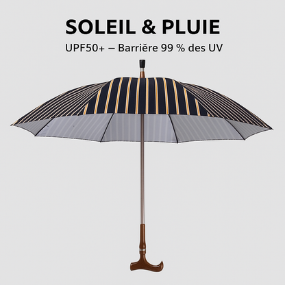 Parachase 7171 -Parapluie anglais, canne, led intégrée, multifonctions.