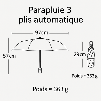 Blue Flutter - Parapluie femme, élégant, pliant, compact.