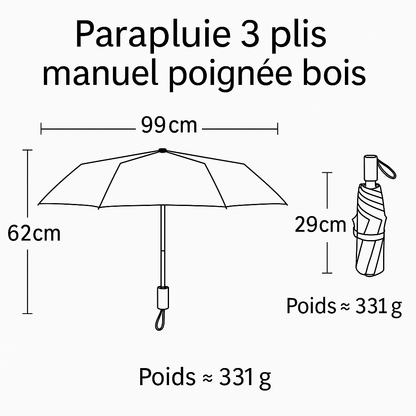 Blue Flutter - Parapluie femme, élégant, pliant, compact.