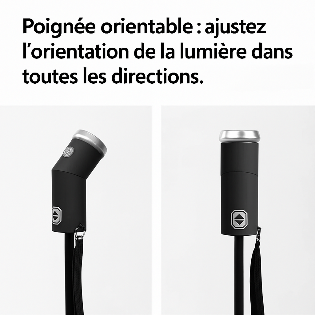 LumenShield - Parapluie pliant, sécurisé, lampe led et bande réfléchissante.