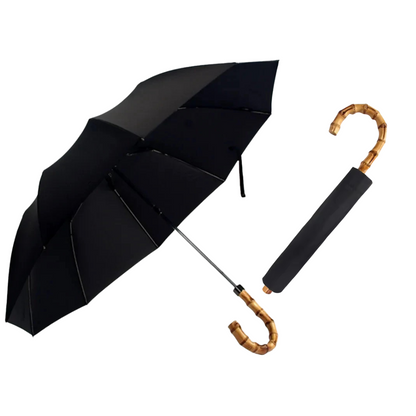 Bamboo Heritage -Parapluie anglais, pliant, poignée bambou, robuste