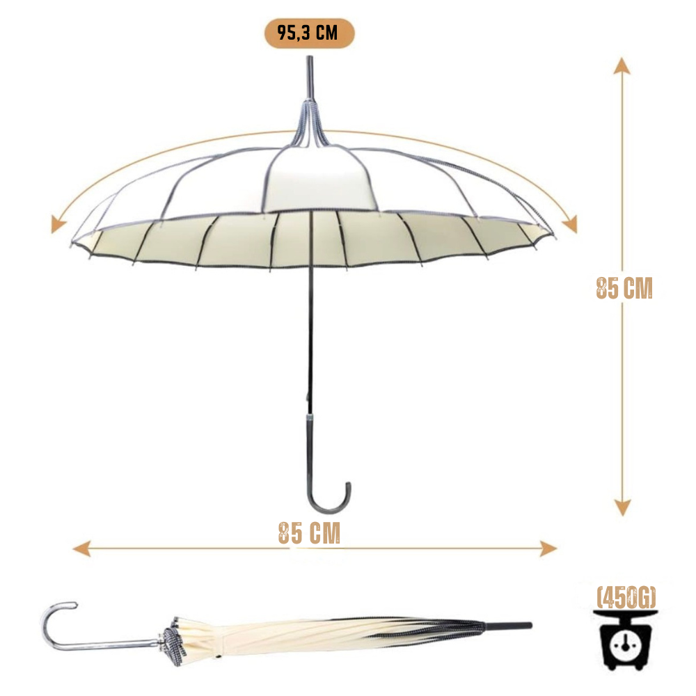 Pagoda - Parapluie femme, design pagode, large protection.