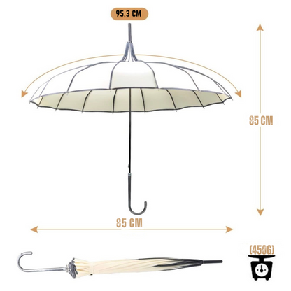Pagoda - Parapluie femme, design pagode, large protection.