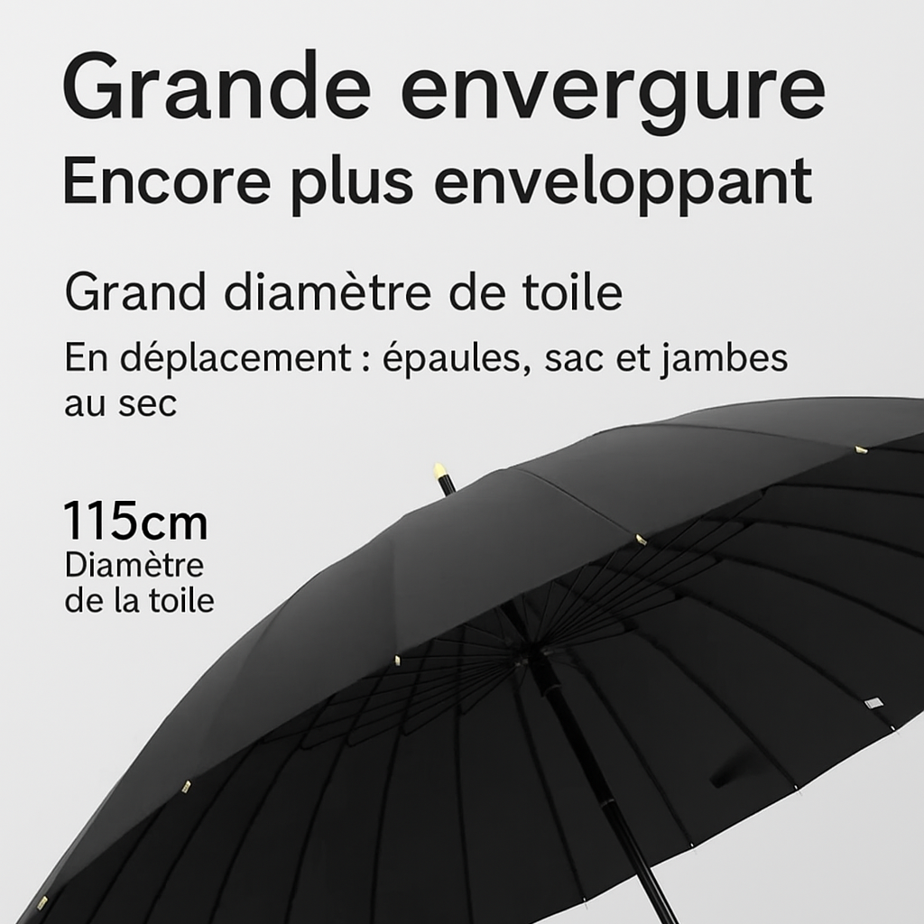 Maestral 24 - Parapluie long manche, large couverture, automatique.
