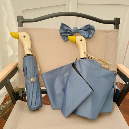 Duckina - Parapluie femme, pliant, poignée canard original.