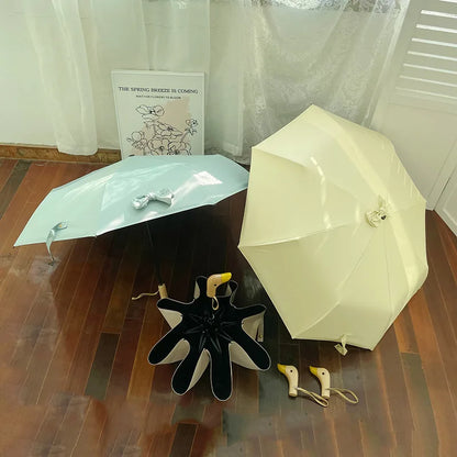 Duckina - Parapluie femme, pliant, poignée canard original.