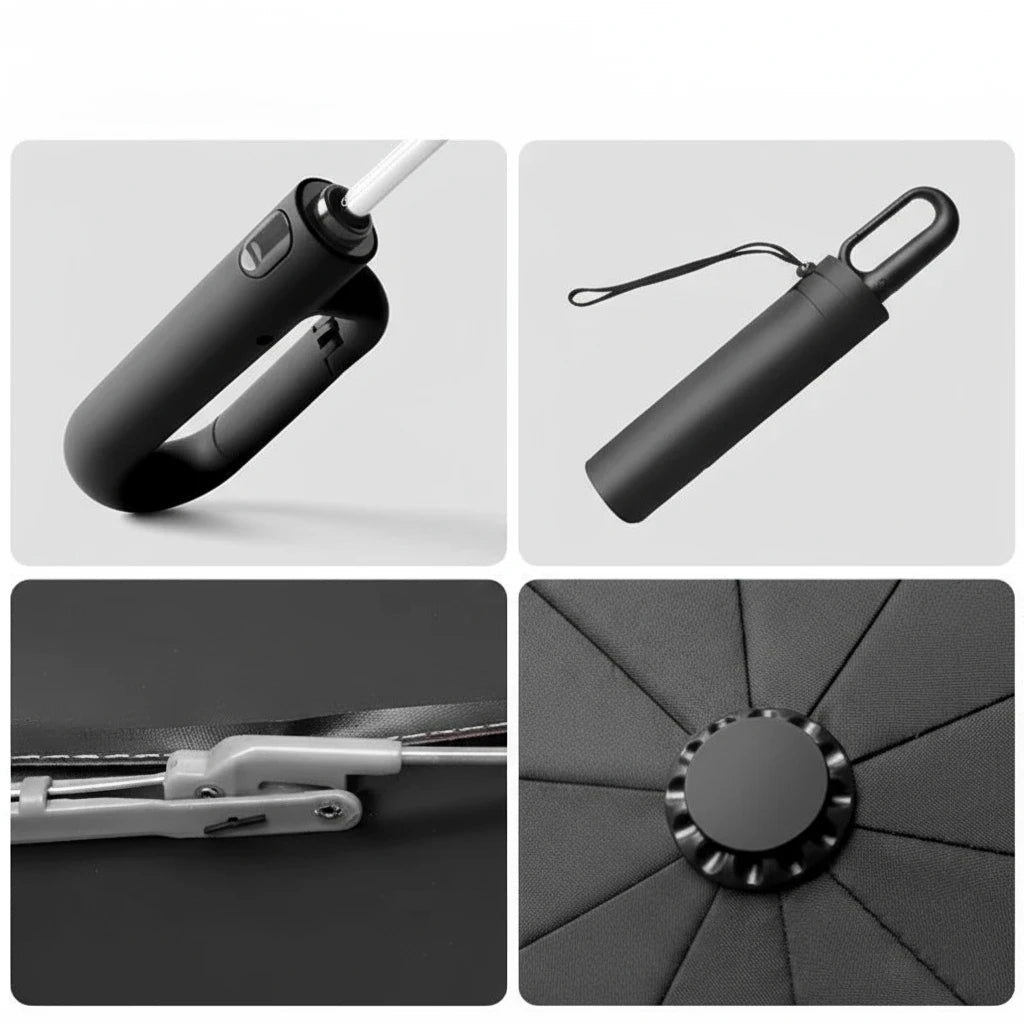 StormGuard 125 - Parapluie pliant, large couverture, automatique.