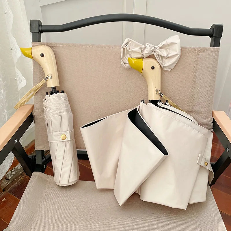 Duckina - Parapluie femme, pliant, poignée canard original.