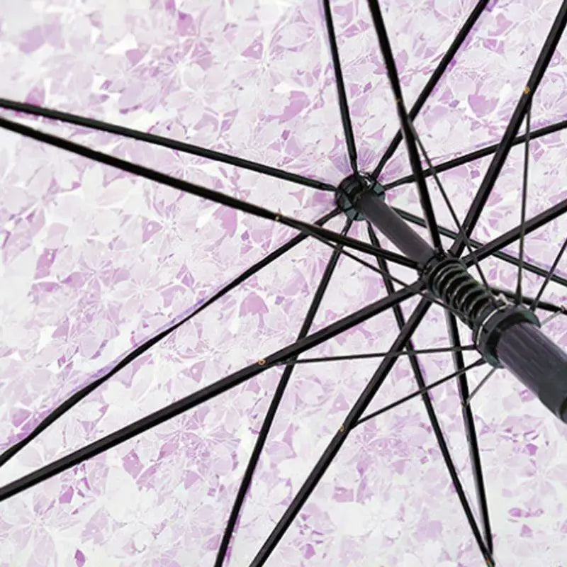 Cloche Florale - Parapluie transparent, dôme, motif fleur, semi automatique.