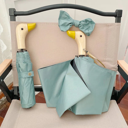Duckina - Parapluie femme, pliant, poignée canard original.