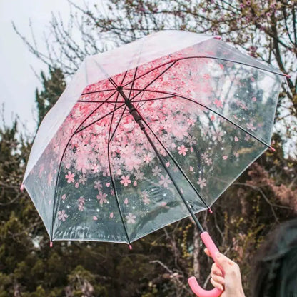 Cloche Florale - Parapluie transparent, dôme, motif fleur, semi automatique.