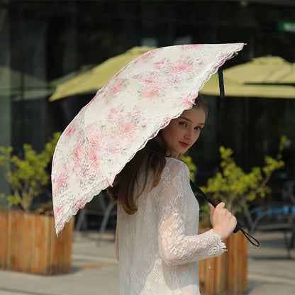 LaceElegance - Parapluie femme, pliant, dentelle, protection UV.