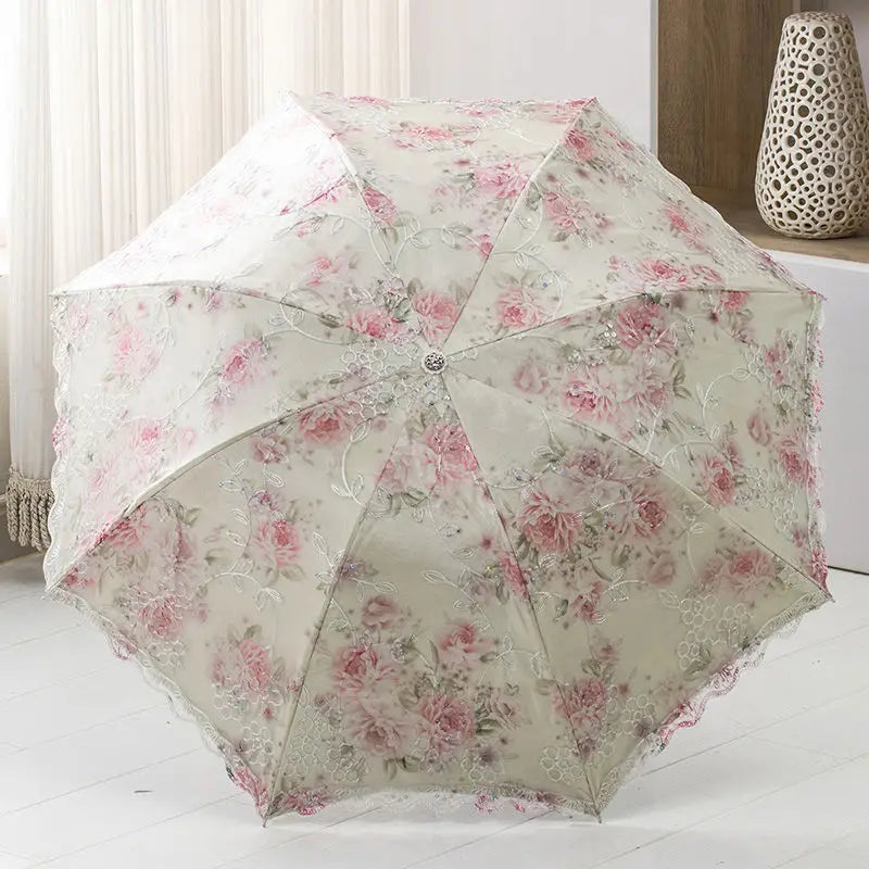 LaceElegance - Parapluie femme, pliant, dentelle, protection UV.