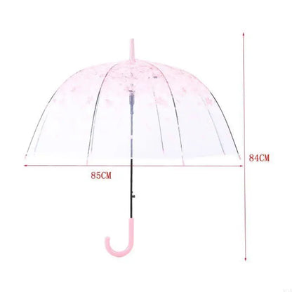 Cloche Florale - Parapluie transparent, dôme, motif fleur, semi automatique.
