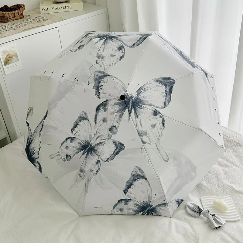 Blue Flutter - Parapluie femme, élégant, pliant, compact.