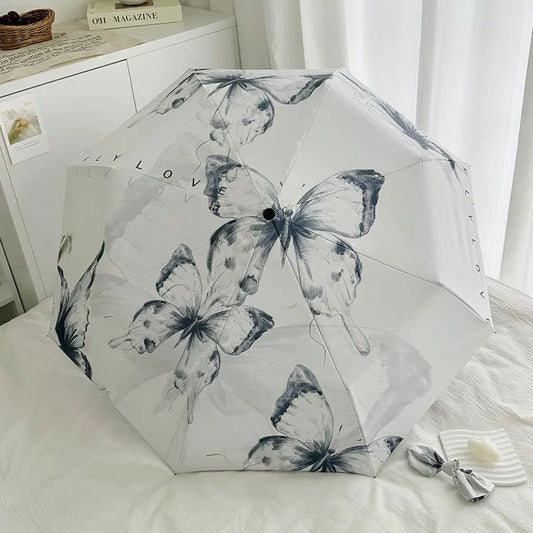 Blue Flutter - Parapluie femme, élégant, pliant, compact.