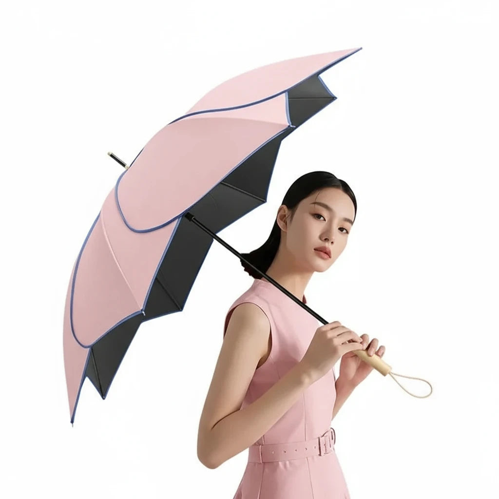 Rosea - Parapluie femme, silhouette pétale, résistant