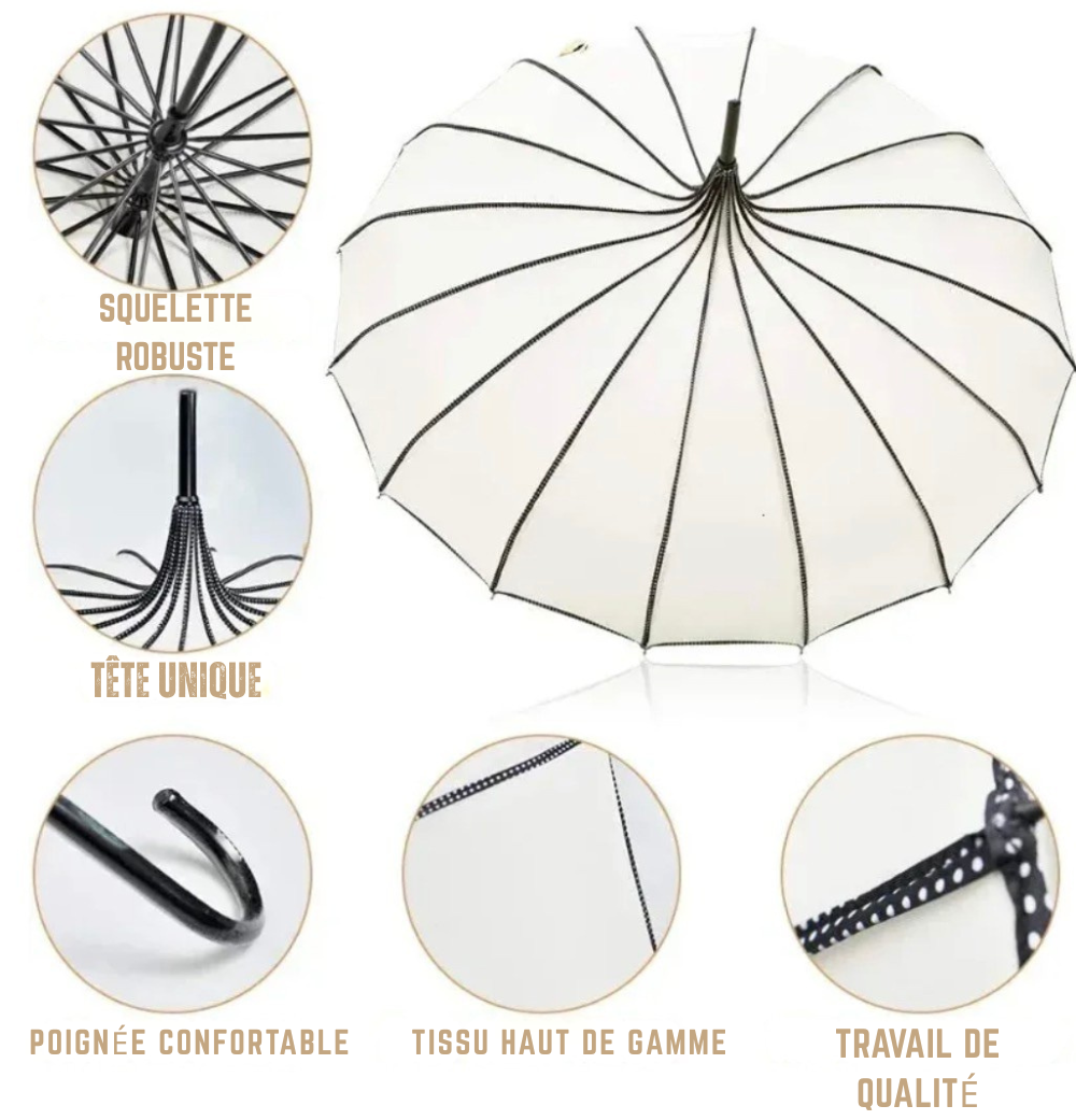 Pagoda - Parapluie femme, design pagode, large protection.