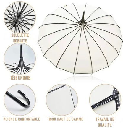 Pagoda - Parapluie femme, design pagode, large protection.