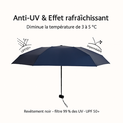 PARACHASE6001 - Parapluie pliant compact, plat, léger.