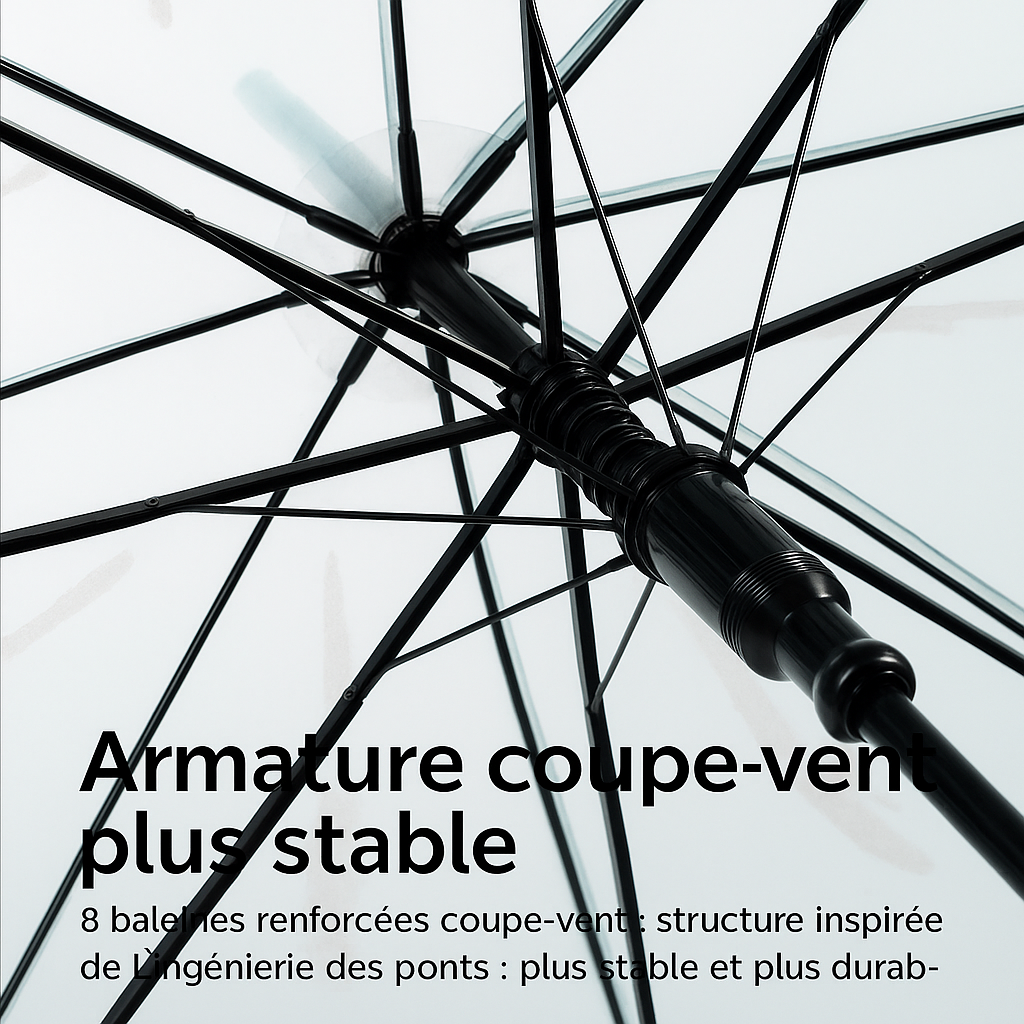 Médusea - Parapluie transparent, design méduse, resistant au vent.