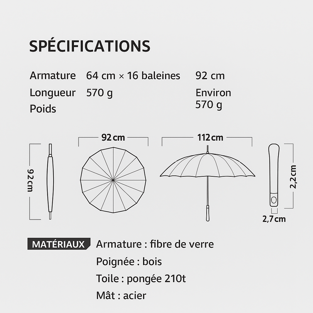 Golfmaster - Parapluie anglais, élégant, large protection, automatique.