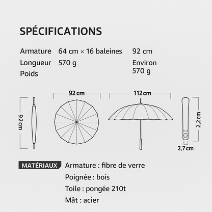 Golfmaster - Parapluie anglais, élégant, large protection, automatique.