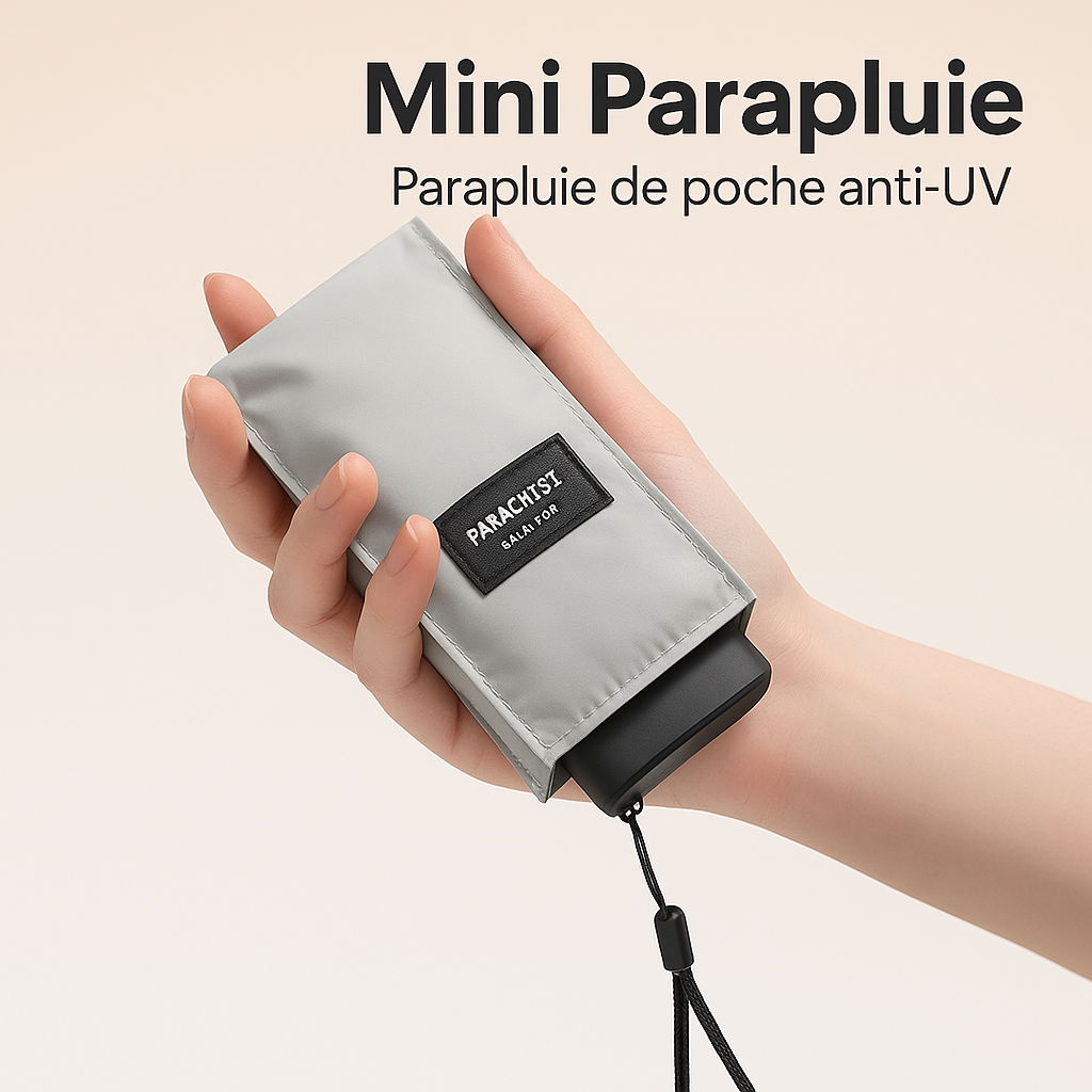 PARACHASE6001 - Parapluie pliant compact, plat, léger.